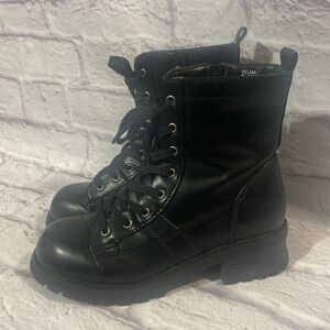 Mudd Velma Black Combat Boots Chunky Heel 7.5 M Womens